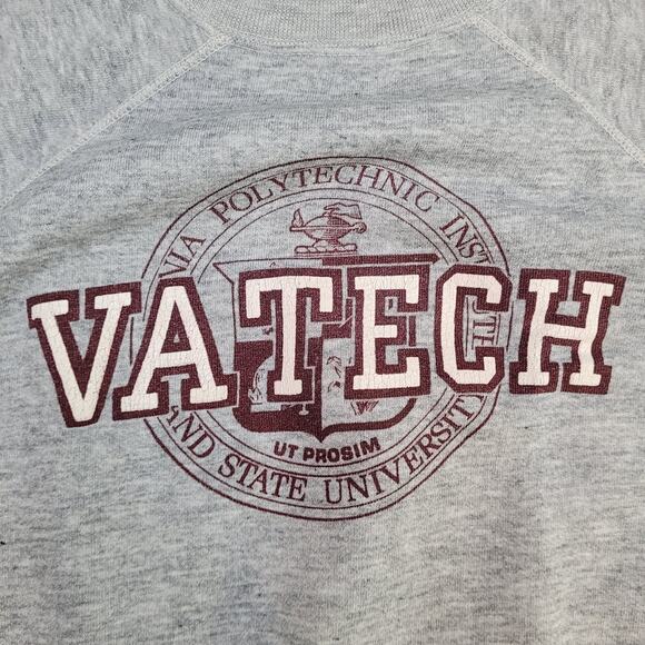 VTG VA Tech USA Made Cut Off Sleeveless Sweatshirt Boxy Cropped Fit M (Tagged L) - Picture 2 of 6